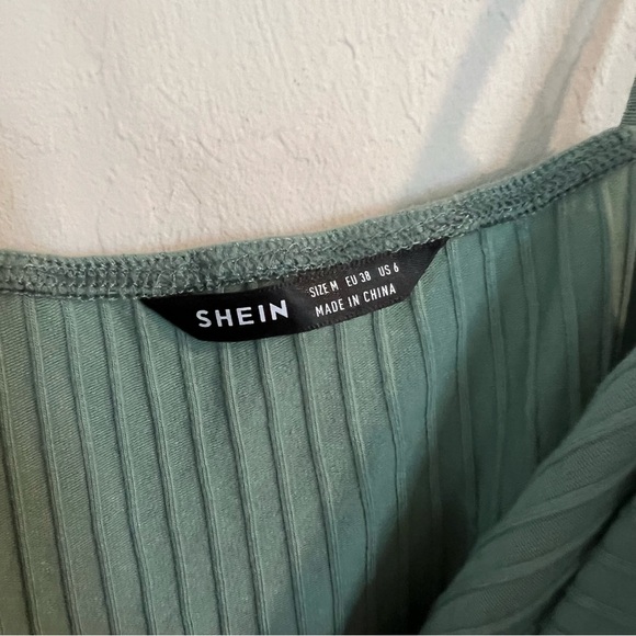 Shein Tie Shoulder Frilled Ruched Bodysuit M - Picture 4 of 10